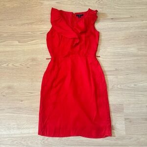 Banana Republic Red Ruffle V-neck Sheath Sleeveless Dress